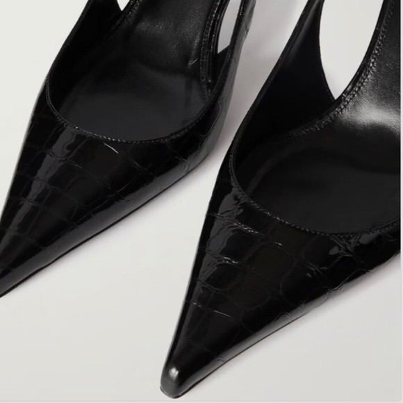 Saint Laurent YSL Vendome glossed croc-effect leather slingback pump Size 40 NWT - Picture 1 of 6